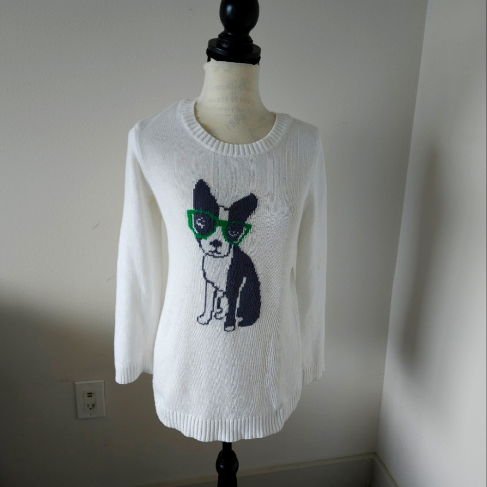 💕 old navy cotton sweater white with frenchy design size small 💕